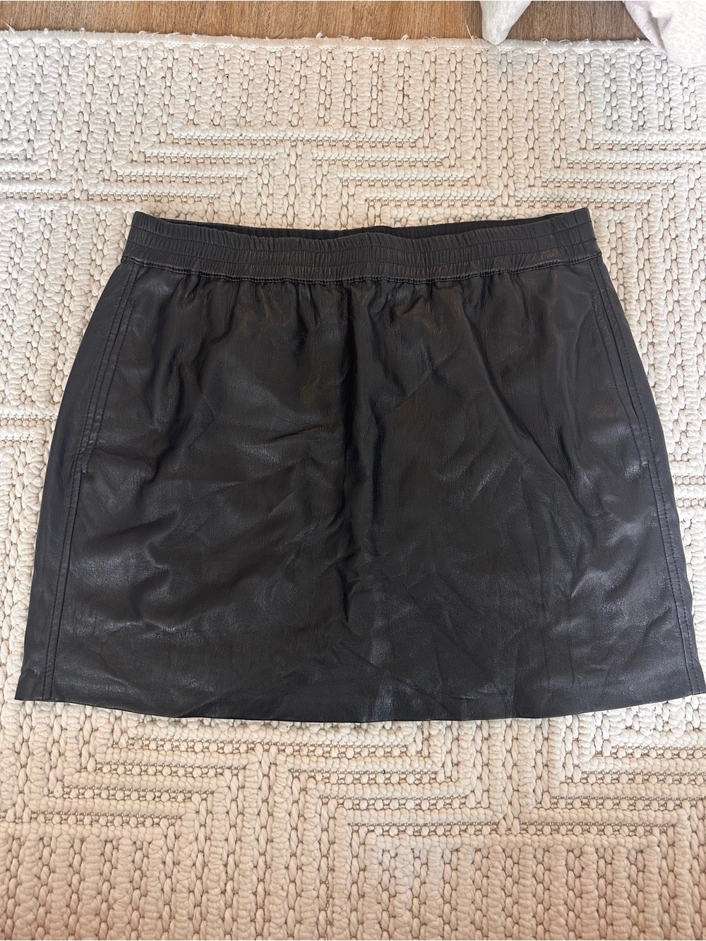 Babaton Black Faux Leather Mini Skirt